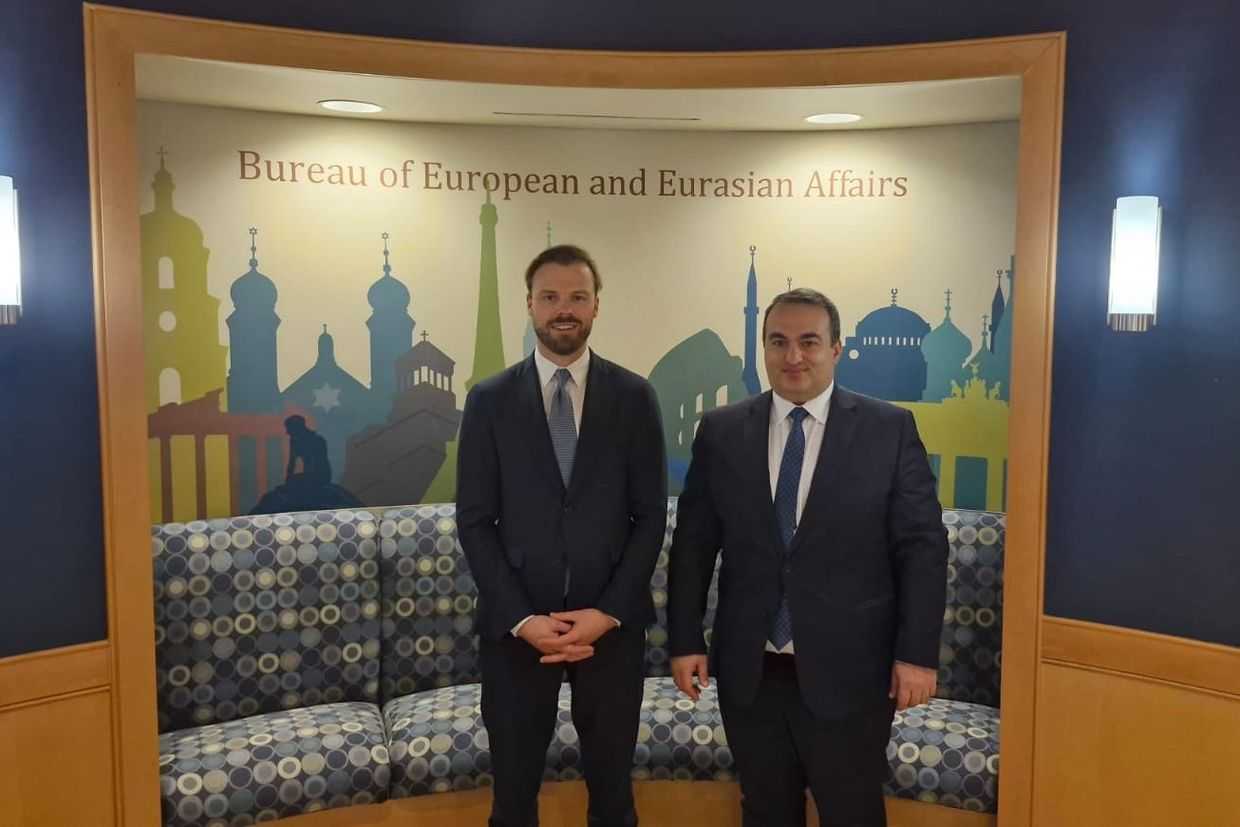 US Deputy Secretary of State Brendan Hanrahan (left) and Georgia’s Deputy Foreign Minister Lasha Darsalia (right) in Washington. Photo: Ministry of Foreign Affairs of Georgia.