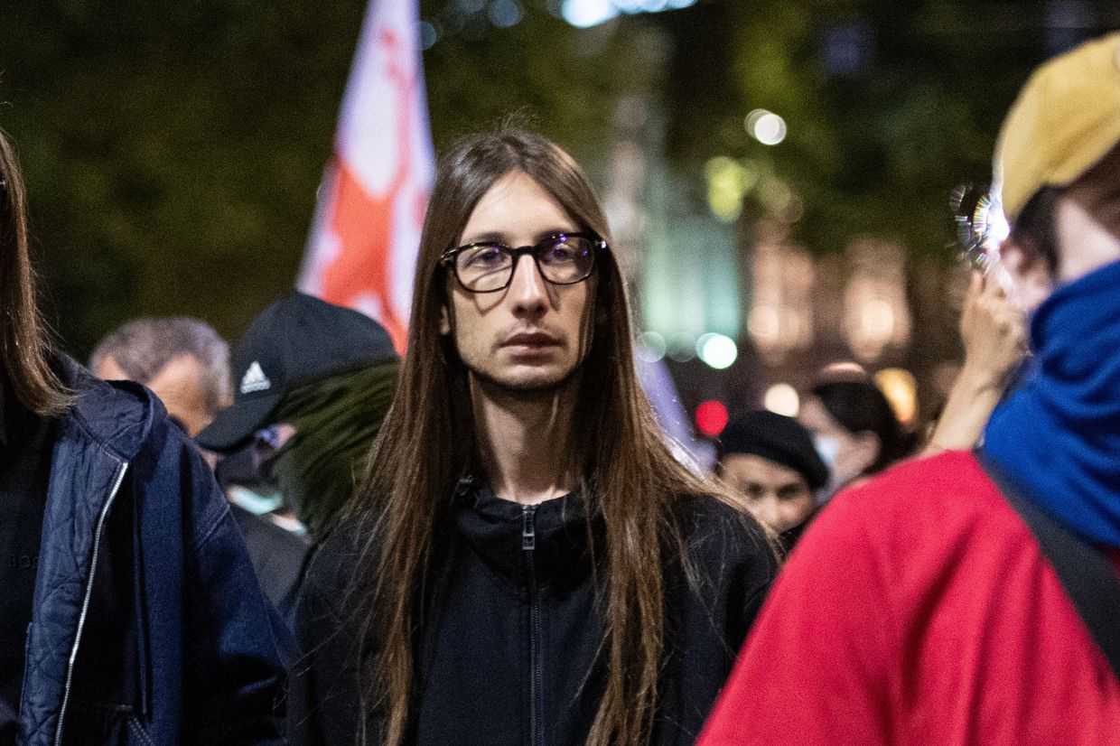 Tornike Jandieri, one of the protesters sentenced for obstructing pedestrians on the pavement. Photo: Mariam Nikuradze/OC Media.