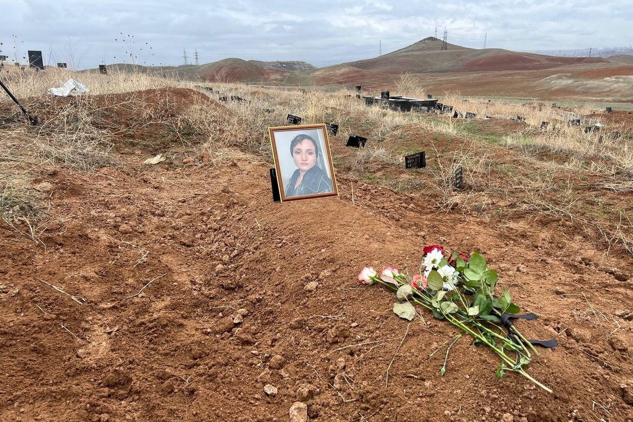 Aishat Baimuradova's grave in Yerevan on the day of her burial, 27 March 2026. Photo via social media.