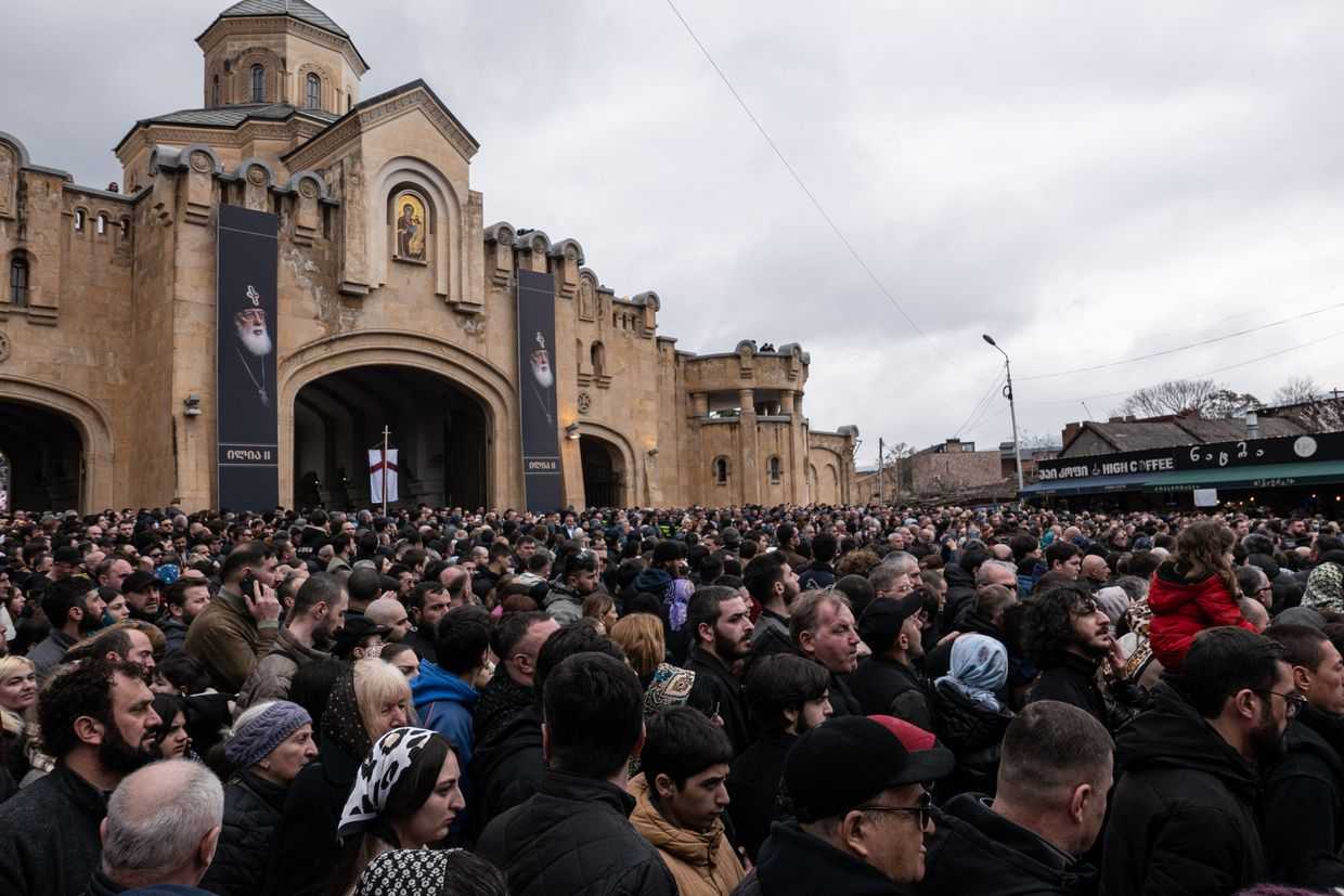 Farewell of Ilia II at Tbilisi’s Holy Trinity Cathedral (Sameba). Photo: Mariam Nikuradze/OC Media.