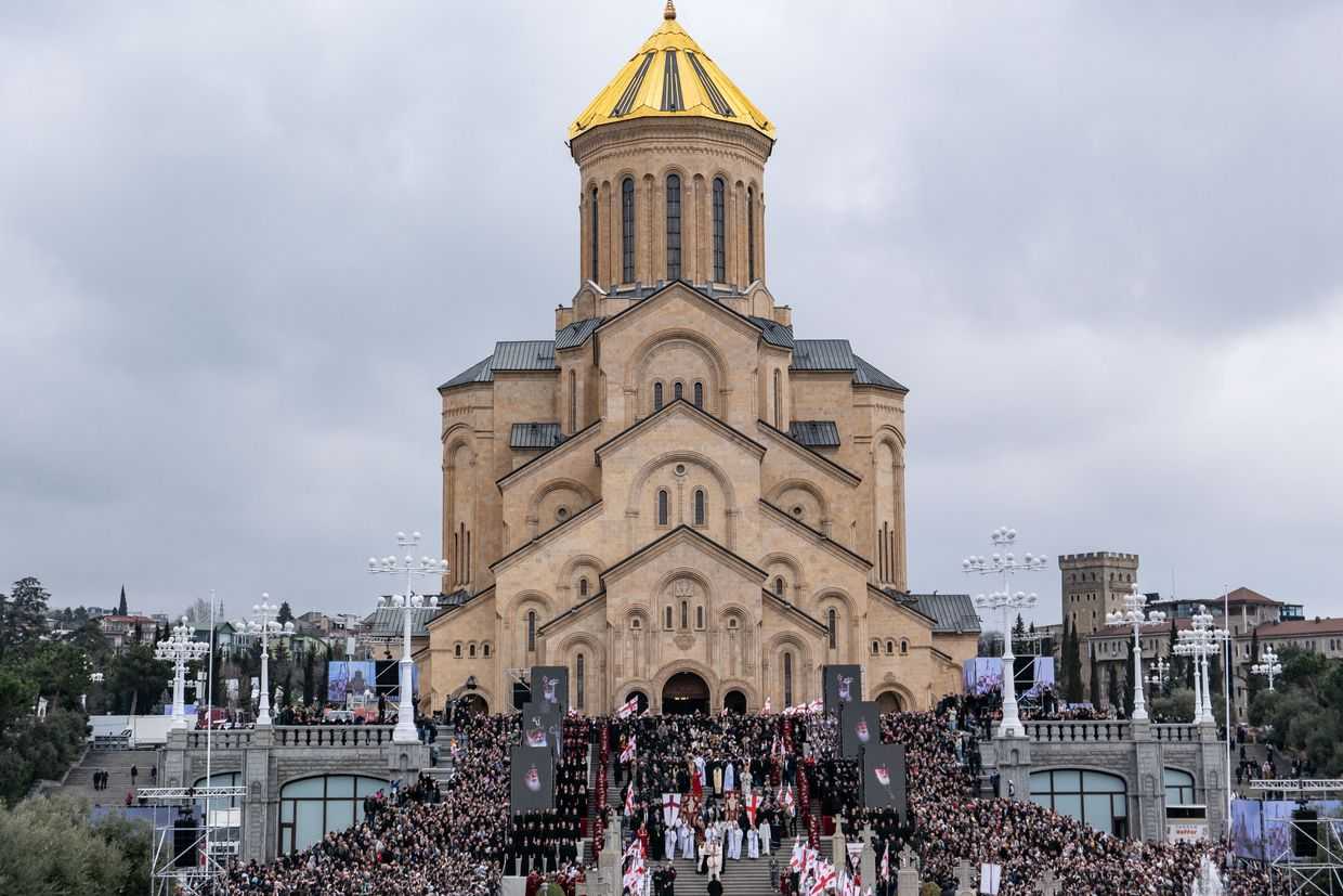 Farewell of Ilia II at Tbilisi’s Holy Trinity Cathedral (Sameba). Photo: Mariam Nikuradze/OC Media.
