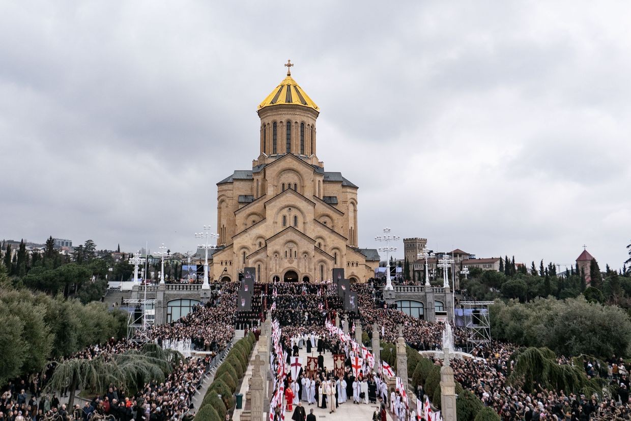 Farewell of Ilia II at Tbilisi’s Holy Trinity Cathedral (Sameba). Photo: Mariam Nikuradze/OC Media.