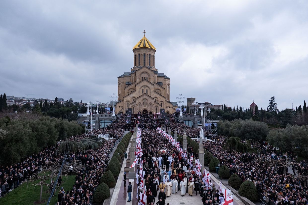 Farewell of Ilia II at Tbilisi’s Holy Trinity Cathedral (Sameba). Photo: Mariam Nikuradze/OC Media.
