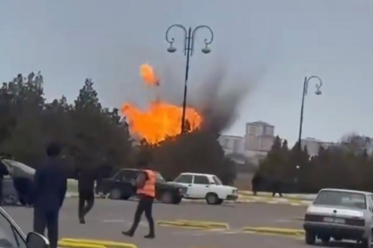 Screengrab from Telegram video showing the moment of a drone struck.