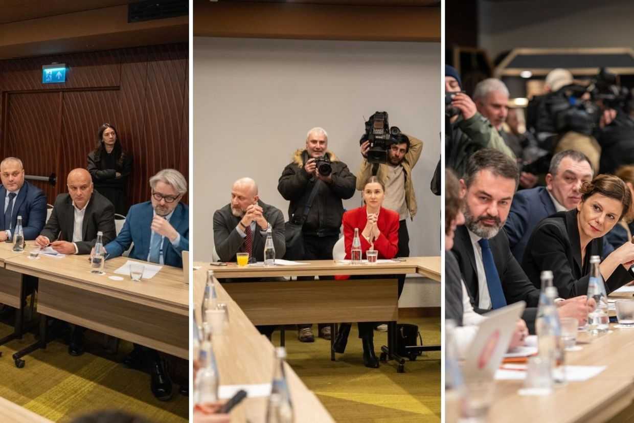 A meeting of the opposition alliance member parties in Tbilisi. Photos: Publika.