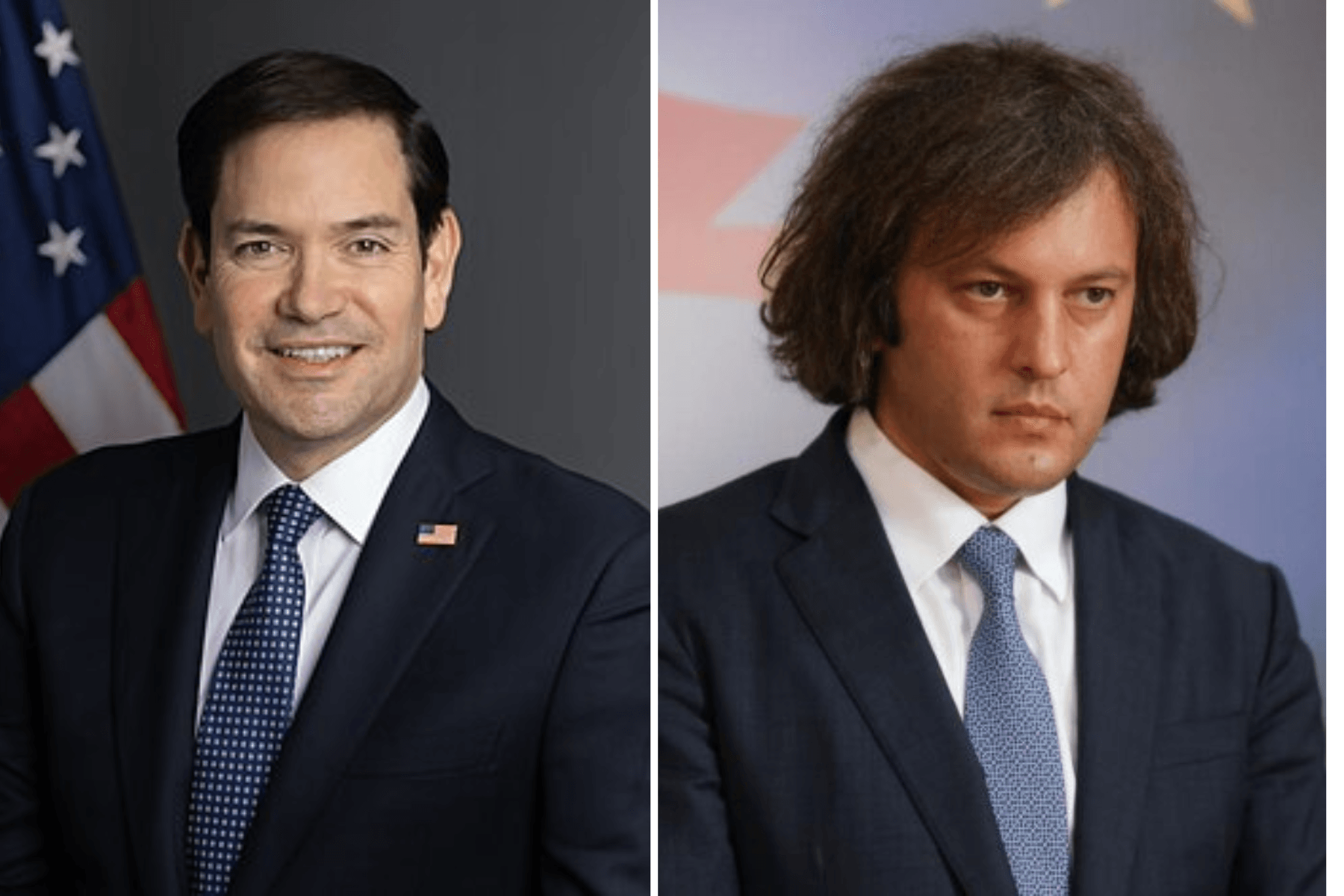 US Secretary of State Marco Rubio (left) and Georgian Prime Minister Irakli Kobakhidze (right). Official photos.