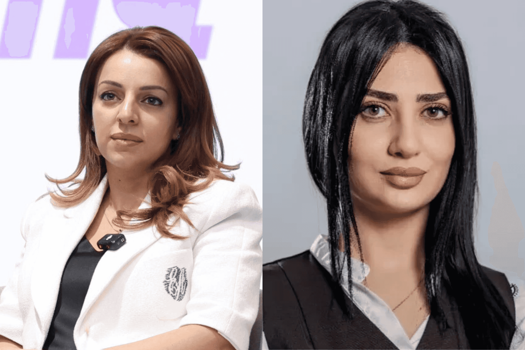 Gohar Ghumashyan (left) and Verzhine Stepanyan (right), members of Russian-Armenian billionaire Samvel Karapetyan’s Strong Armenia party. Photos via social media.