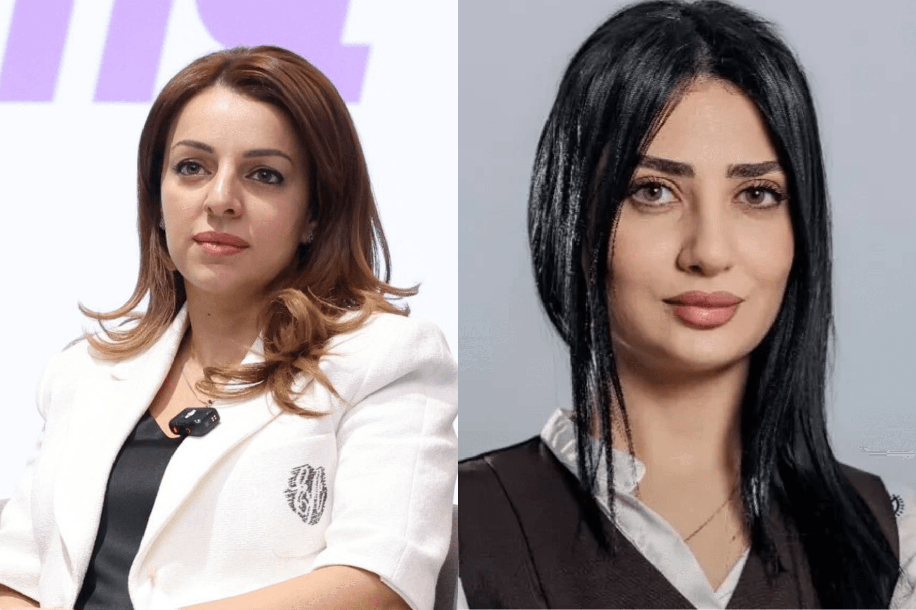 Gohar Ghumashyan (left) and Verzhine Stepanyan (right), members of Russian-Armenian billionaire Samvel Karapetyan’s Strong Armenia party. Photos via social media.