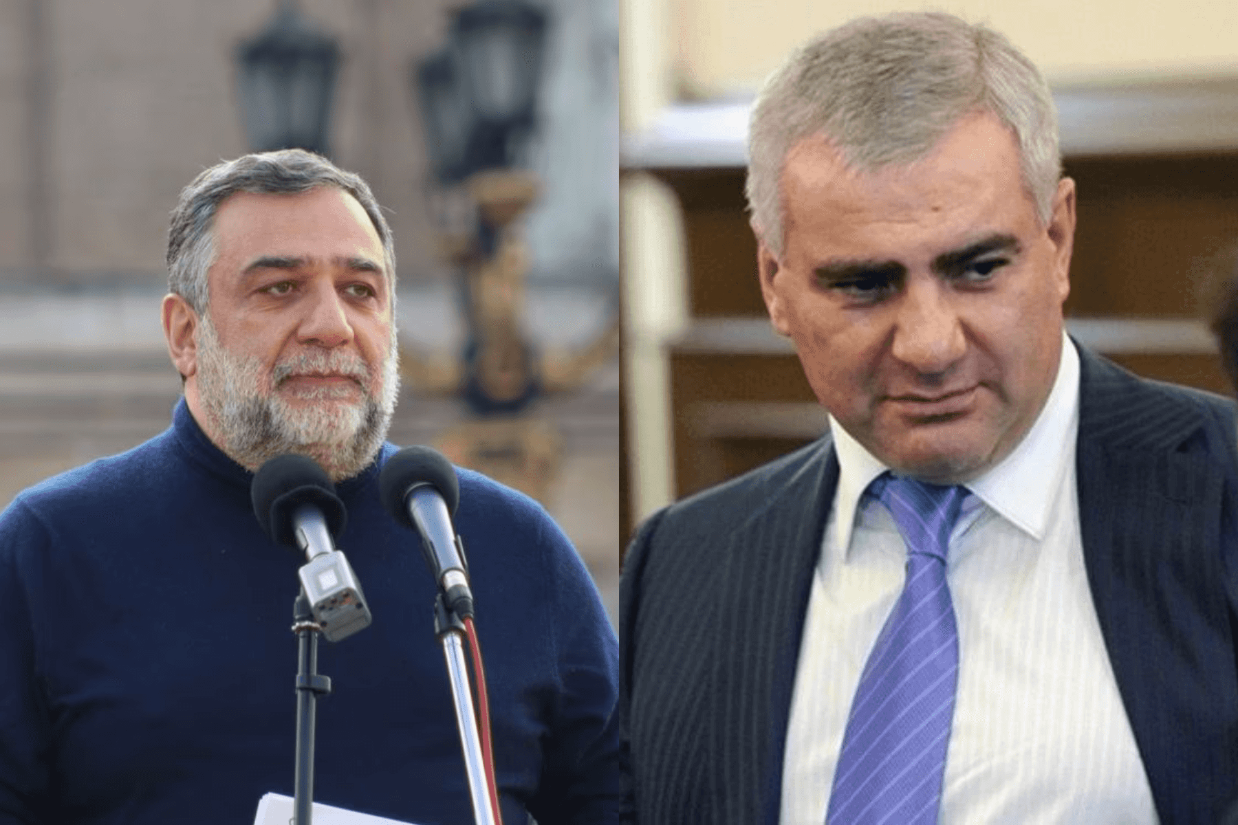 Former Nagorno-Karabakh State Minister and businessperson Ruben Vardanyan (left) and Russian–Armenian billionaire Samvel Karapetyan (right). Photos: Vahagn Khachatrian and Kommersant.