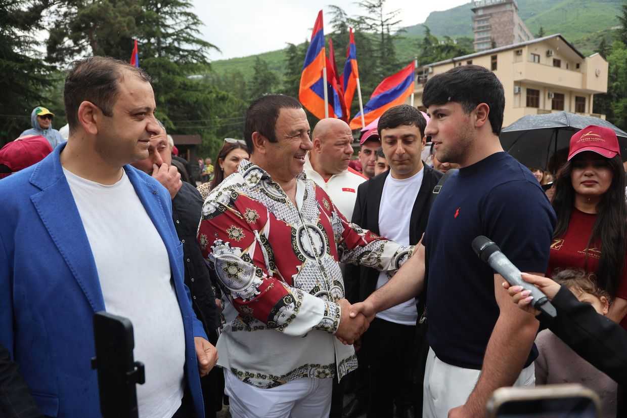 Gagik Tsarukyan campaigning in the Tavush region of Armenia in May 2026. Photo via social media.