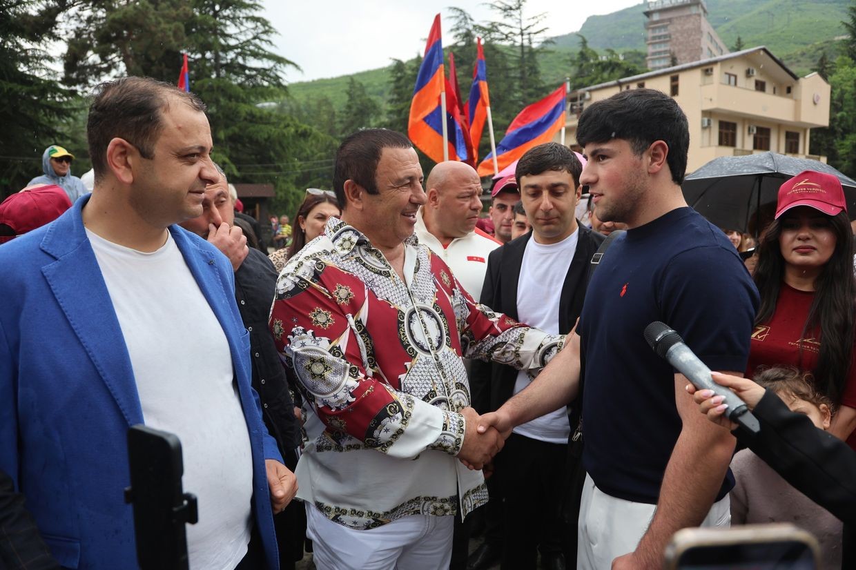 Gagik Tsarukyan campaigning in the Tavush region of Armenia in May 2026. Photo via social media.