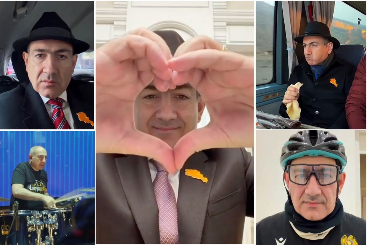 Clips of Armenian Prime Minister Nikol Pashinyan from his social media.