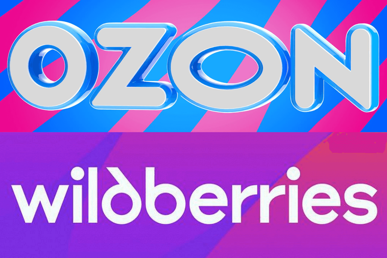 Logos of Russian major online retailers, Wildberries and Ozon. Photos: social media.