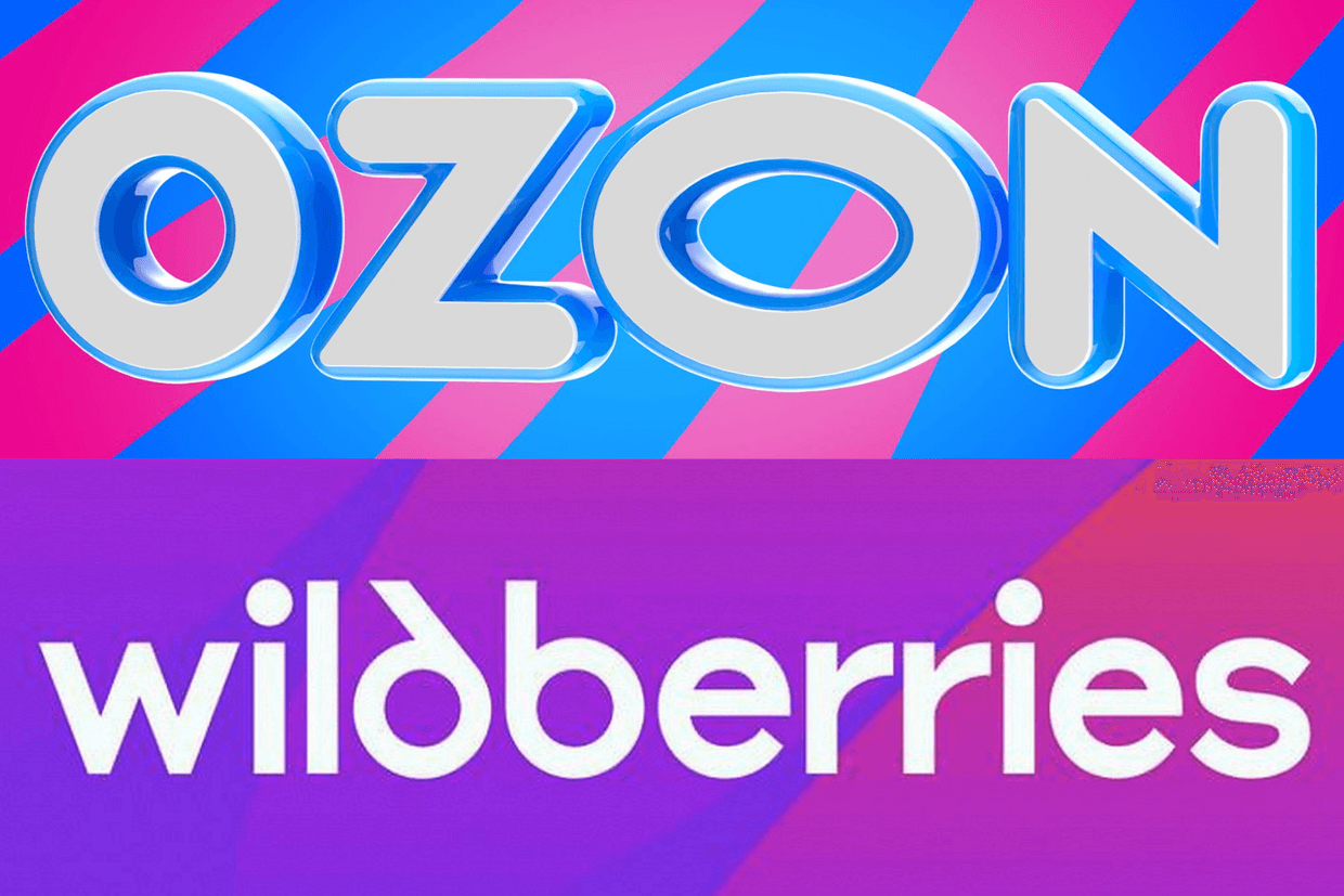 Logos of Russian major online retailers, Wildberries and Ozon. Photos: social media.