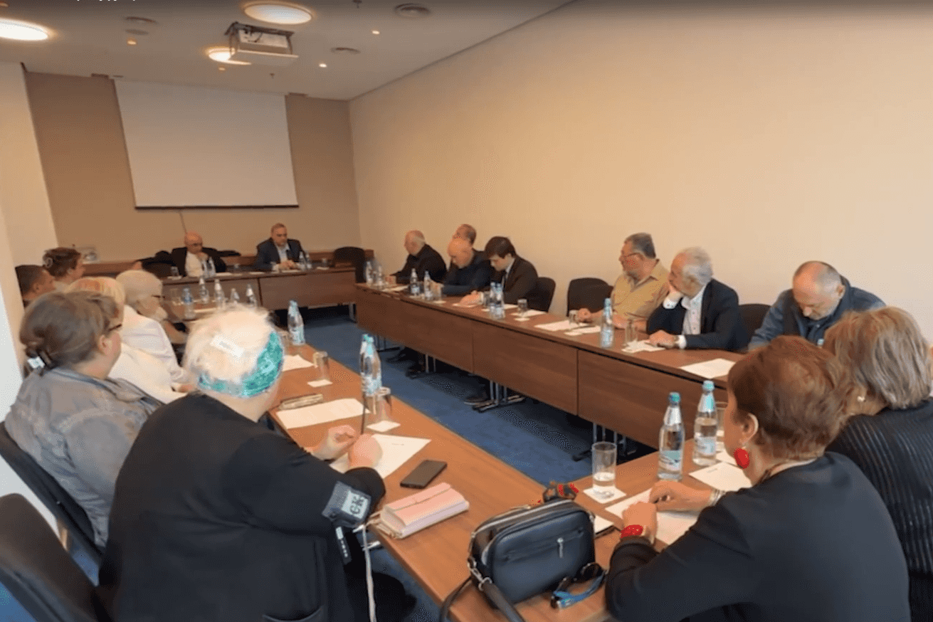 The inaugural meeting of the ‘Council for Monitoring Russophobia’ in Georgia. Screengrab from Sputnik Georgia video.