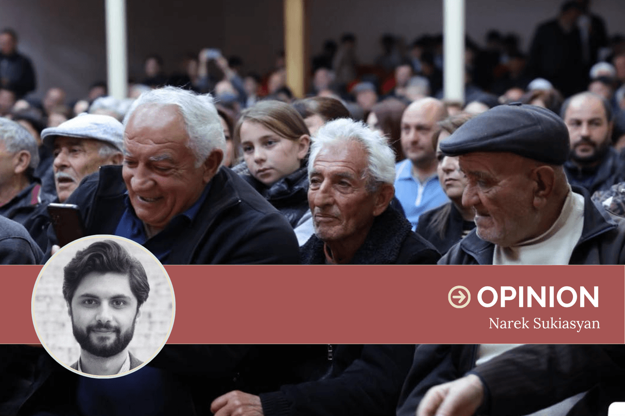 Prospective voters wait to hear from incumbent Prime Minister Nikol Pashinyan during his pre-election campaign in May 2026. Photo via social media.