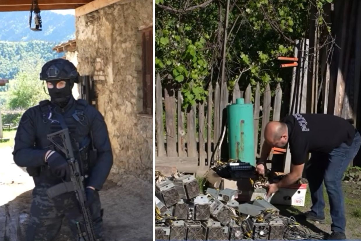 A Georgian police operation against cryptocurrency mining in Mestia. Screengrabs from official video.