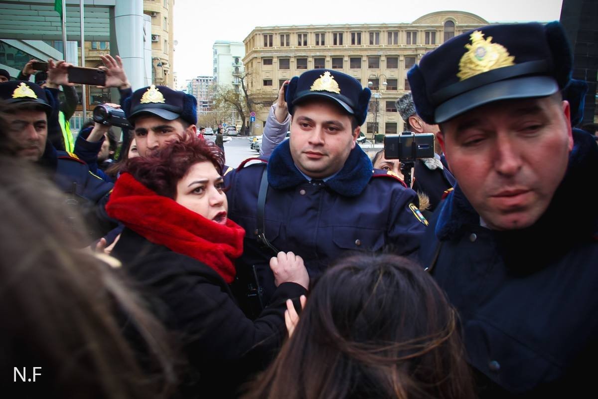 Police in Azerbaijan break up women’s day march