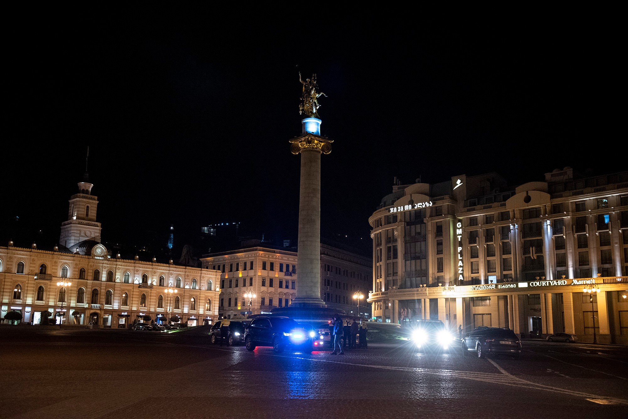 Freedom Square during curfew. Photo: Mariam Nikuradze/OC Media.