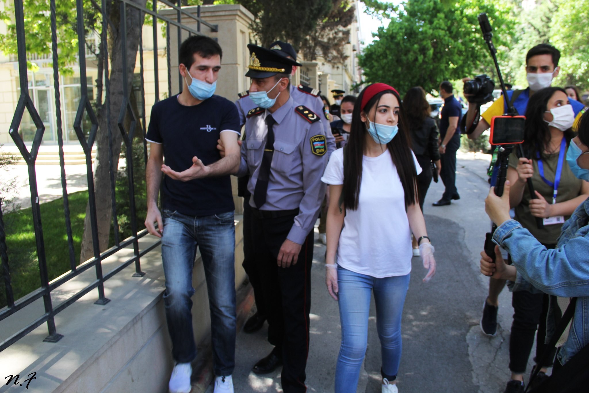 Students gathered in front of the Ministry of Education on 1 June. Photo: Fargana Novruzova.