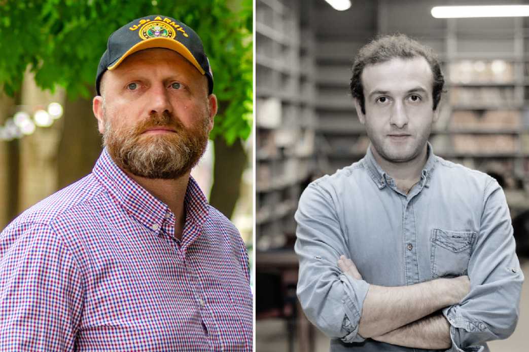 Girchi leader Zurab Girchi Japaridze (left) and elected MP Iago Khvichia (right).