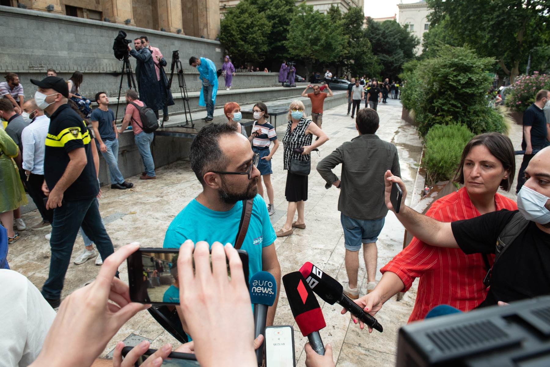 Giorgi Tabagari at the protest outside parliament on 6 July 2021. Photo: Mariam Nikuradze/OC Media.