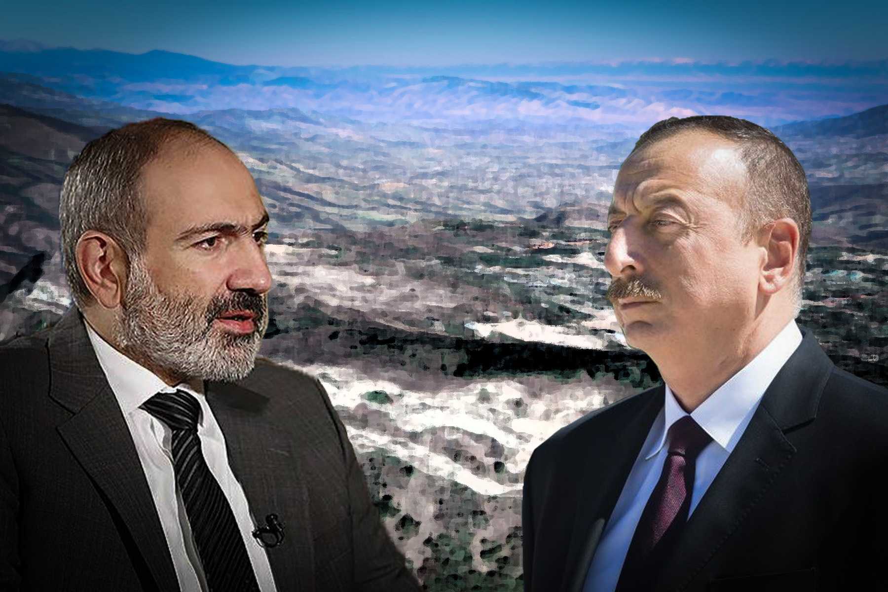 Nikol Pashinyan and Ilhan Aliyev. Illustration: OC Media.