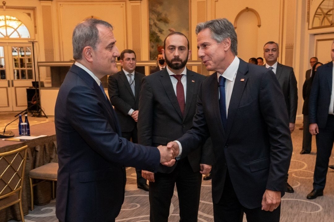 Bayramov, Mirzoyan, and Blinken meet in New York. Official photo.