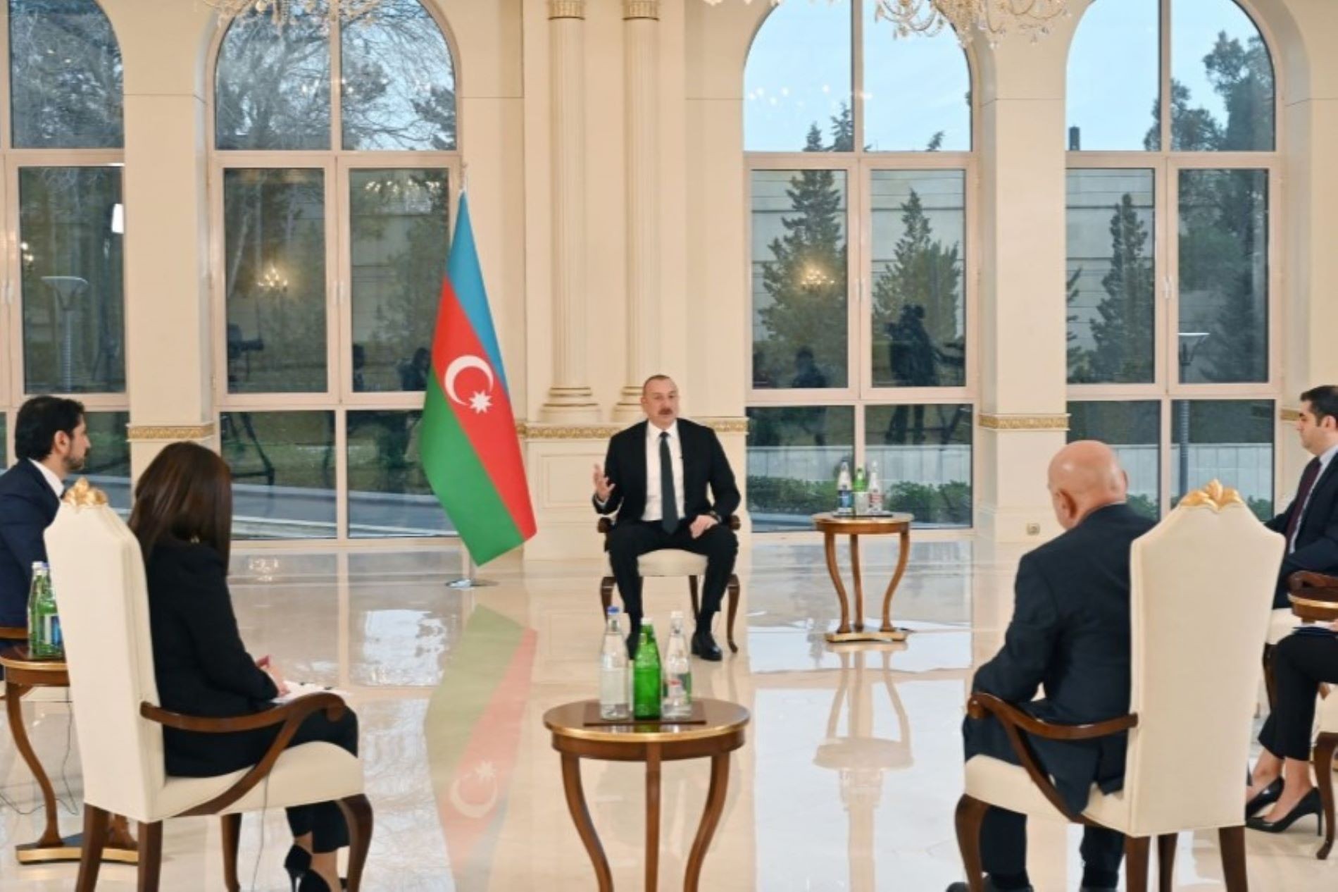Azerbaijan's President Ilham Aliyev speaking to journalists. Photo: Azertag