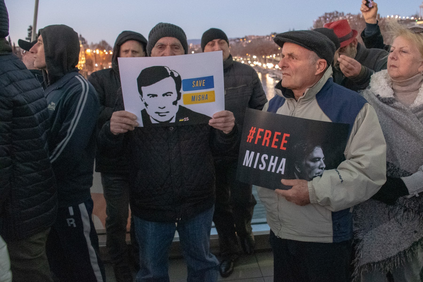 Protesters on Tbilisi’s Bridge of Peace on 4 January. Photo: Shota Kincha/OC Media