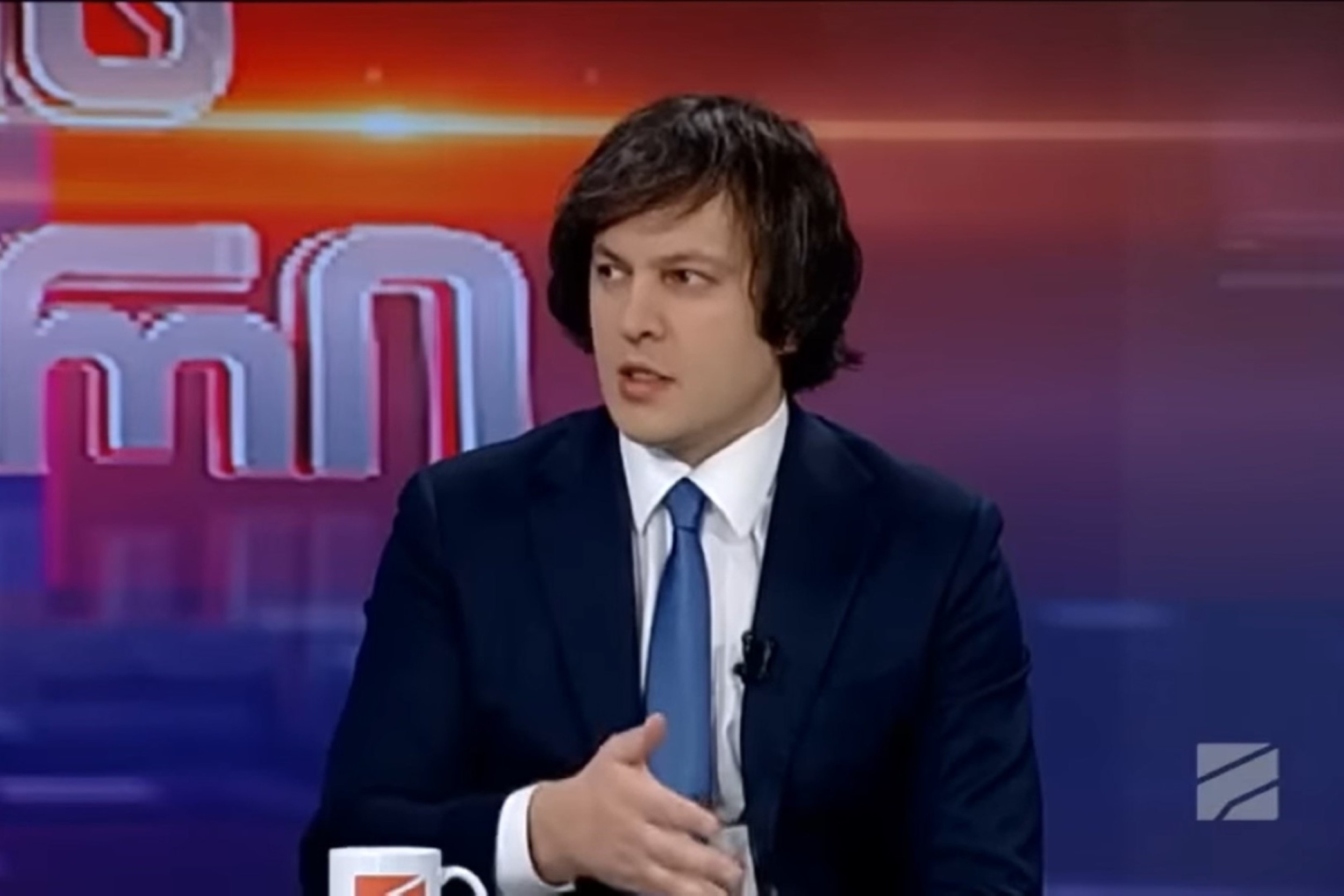 Georgian Dream chair Irakli Kobakhidze on Wednesday. Screenshot from Rustavi 2