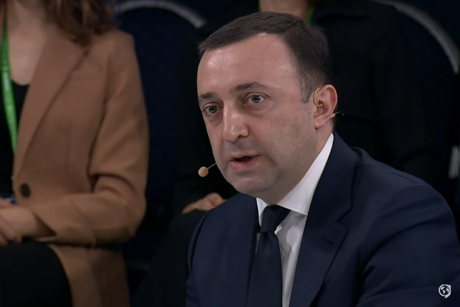 Georgia’s Prime Minister Irakli Gharibashvili speaking at the Global Security Forum. Screengrab from GLOBSEC/YouTube
