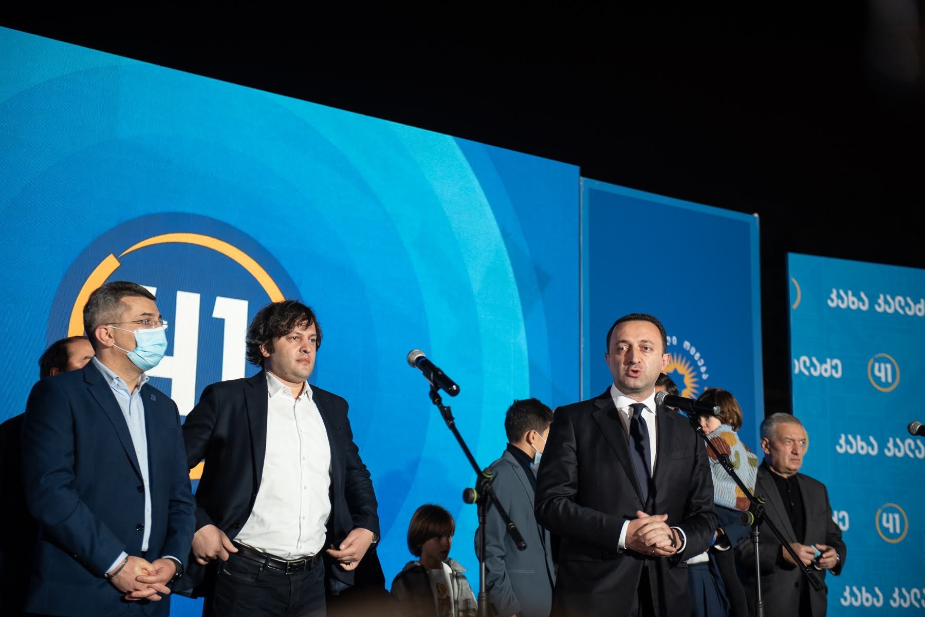 Mamuka Mdinaradze, Irakli Kobakhidze, Irakli Gharibashvili in October 2021. Photo: Mariam Nikuradze/OC Media.