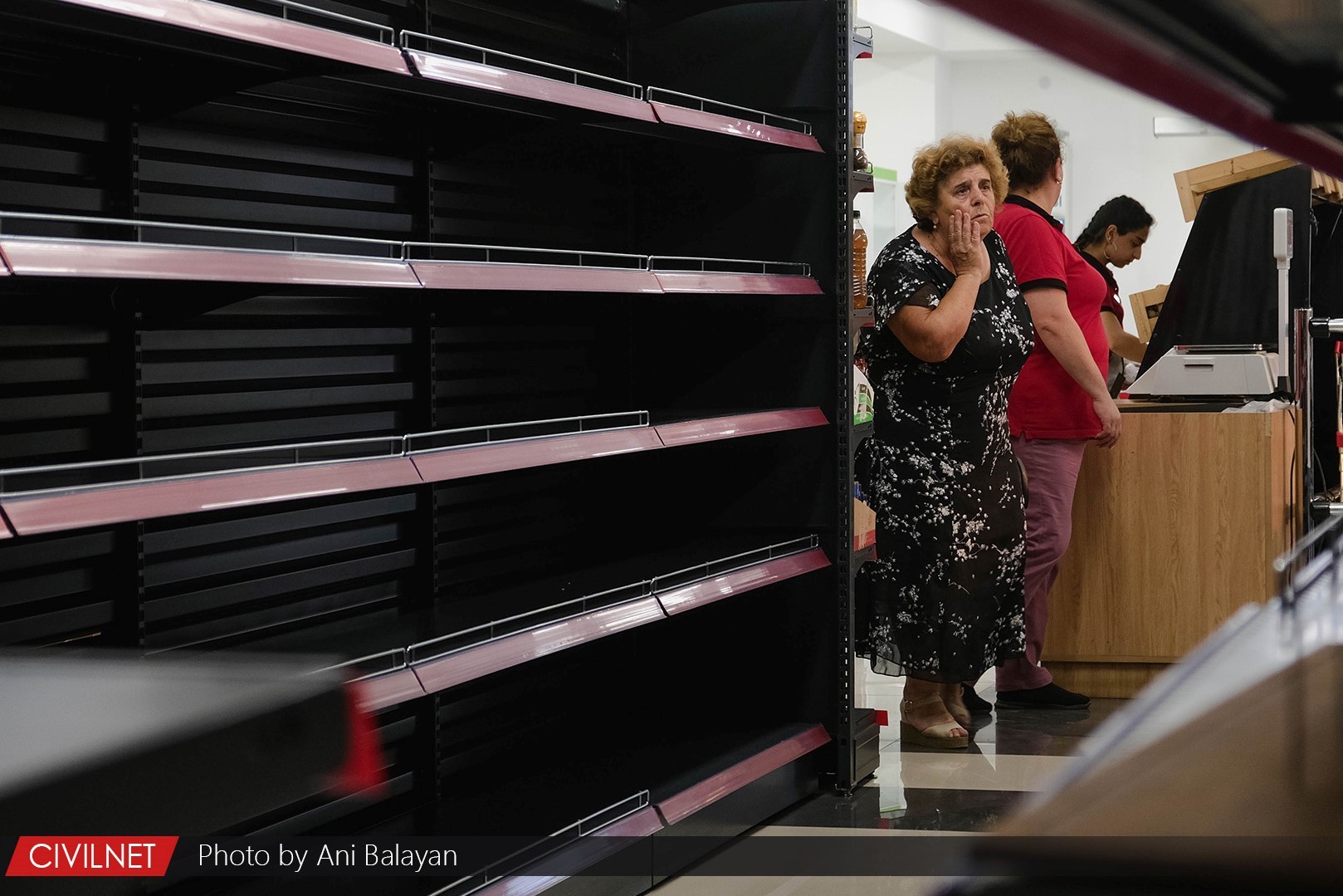 An empty supermarket in Stepanakert. Photo: Ani Balayan/CivilNet.