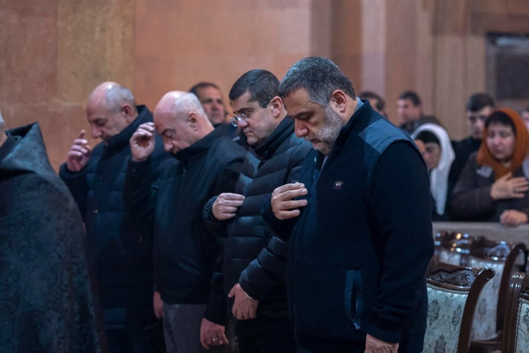 Former presidents of Nagorno-Karabakh Bako Sahakyan, Arkadi Ghukasyan, and Arayik Harutyunyan and former state minister Ruben Vardanyan. Photo via CivilNet