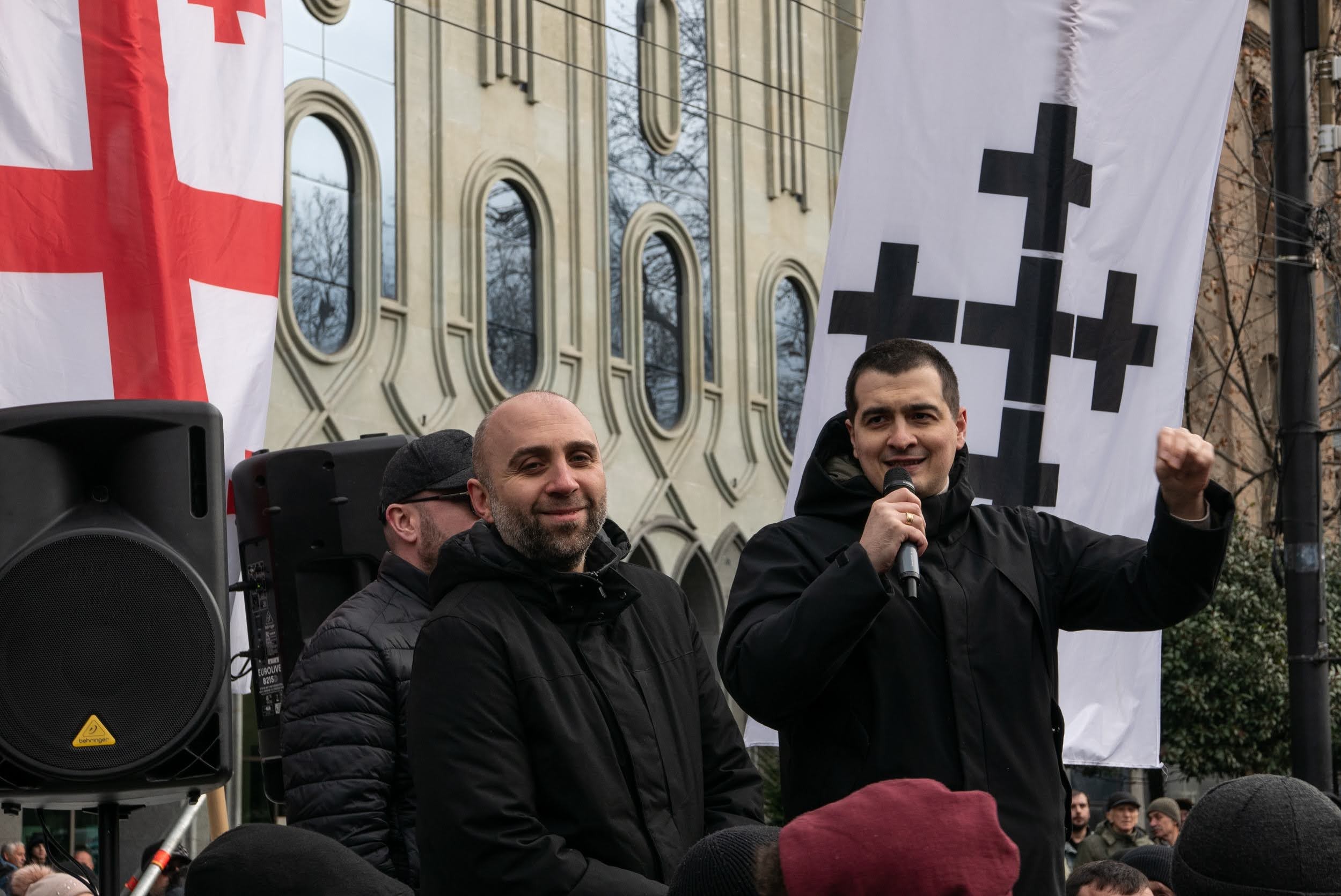 Alt Info leaders at the 13 January demonstration in Tbilisi. Photo: Mariam Nikuradze/OC Media.