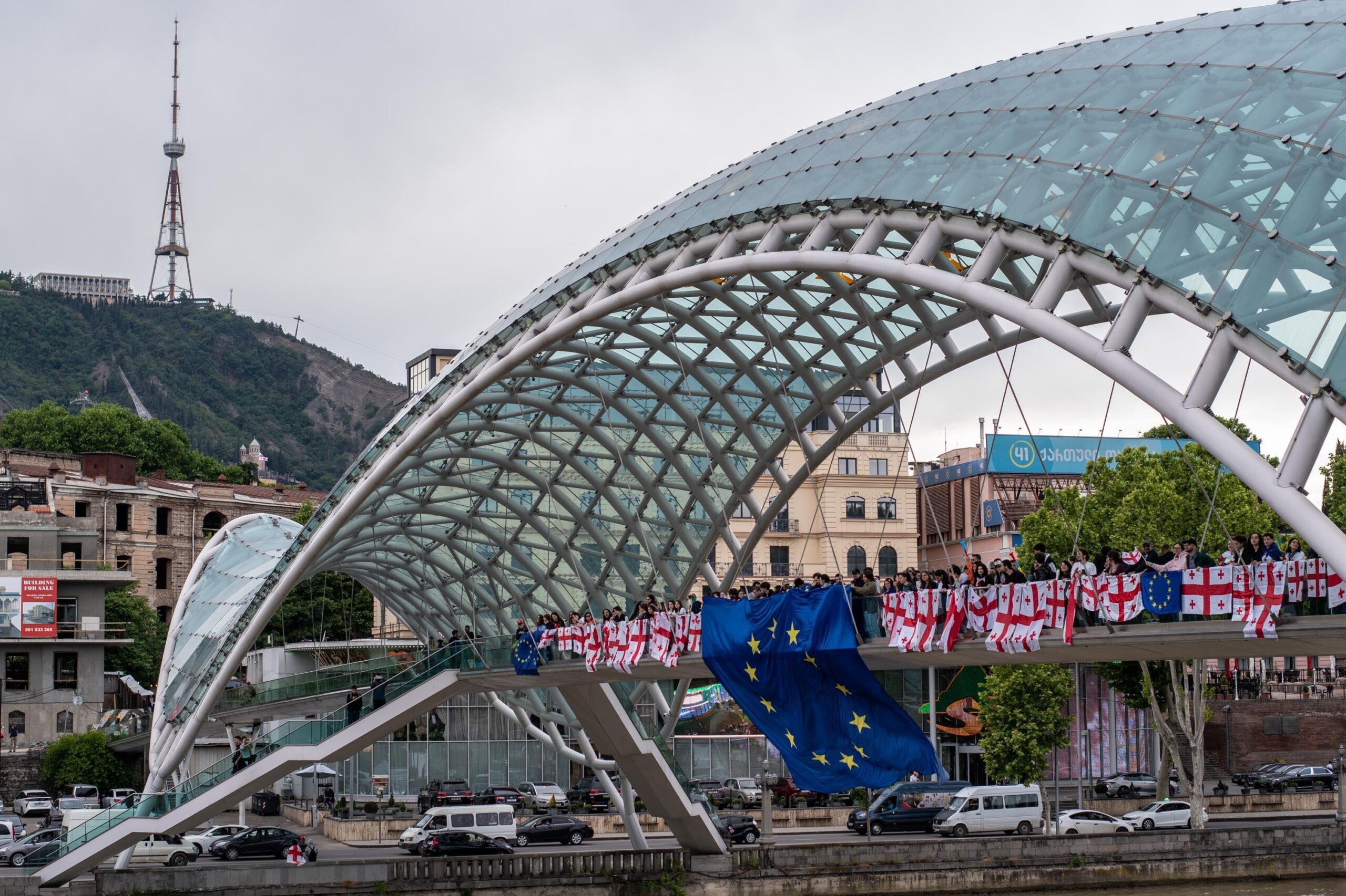 A protest against the foreign agent law in Tbilisi on 19 May. Photo: Mariam Nikuradze/OC Media.