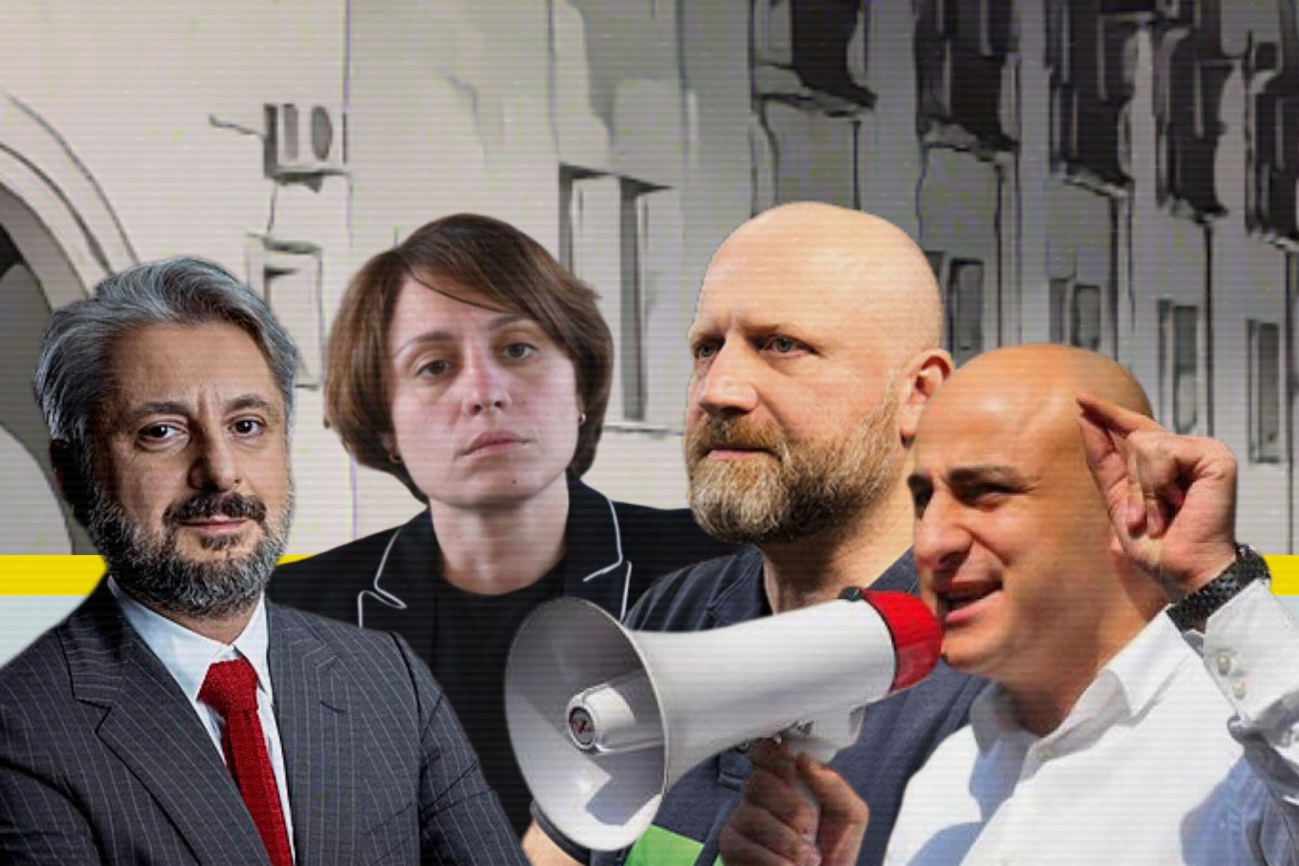 Nika Gvaramia, Elene Khoshtaria, Zurab Japaridze, and Nika Melia. Composite image: Tamar Shvelidze/OC Media.