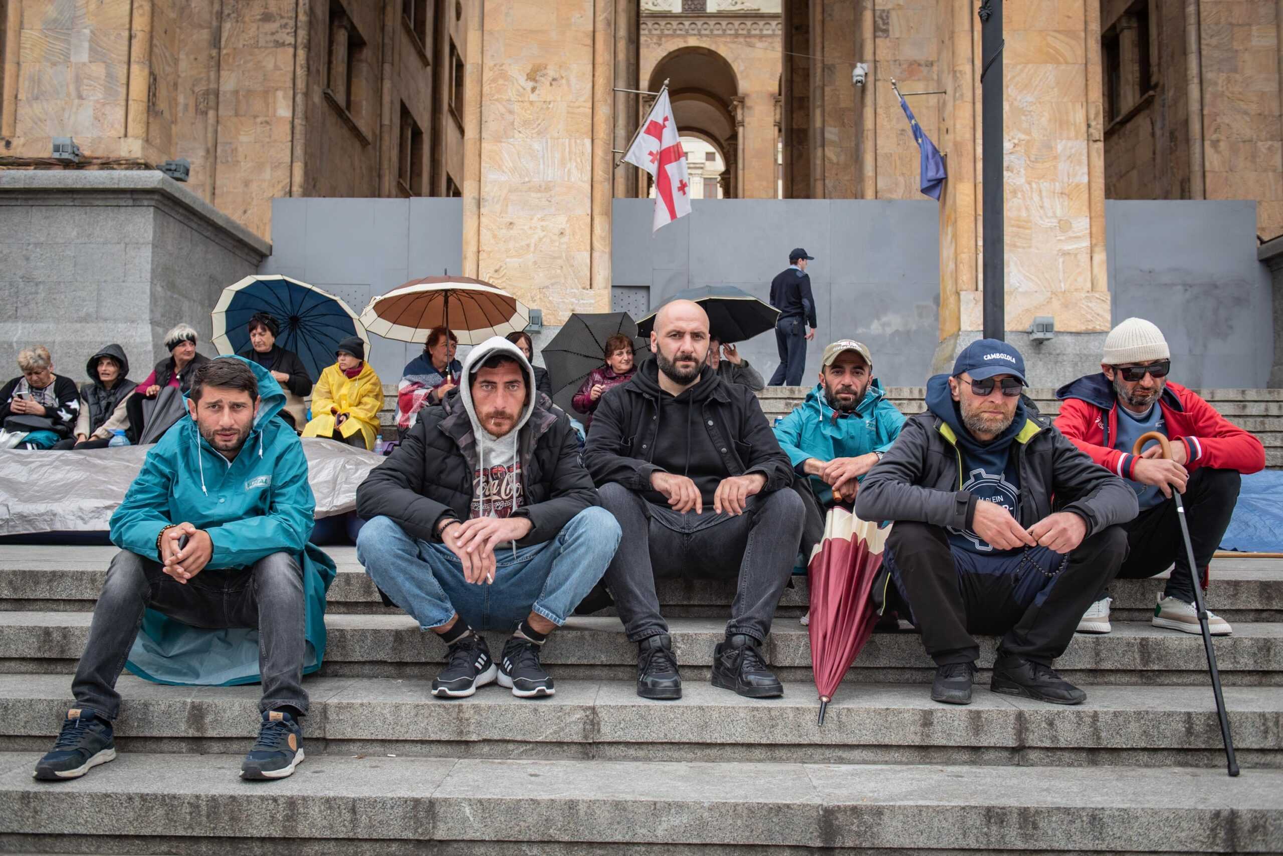 Zviad Papidze, Jaba Macharashvili, Jubo Tsutskiridze, Giorgi Bitsadze, Beka Neparidze, and Amiran Shekiladze were on a hunger strike for 43 days. Photo: Mariam Nikuradze/OC Media.