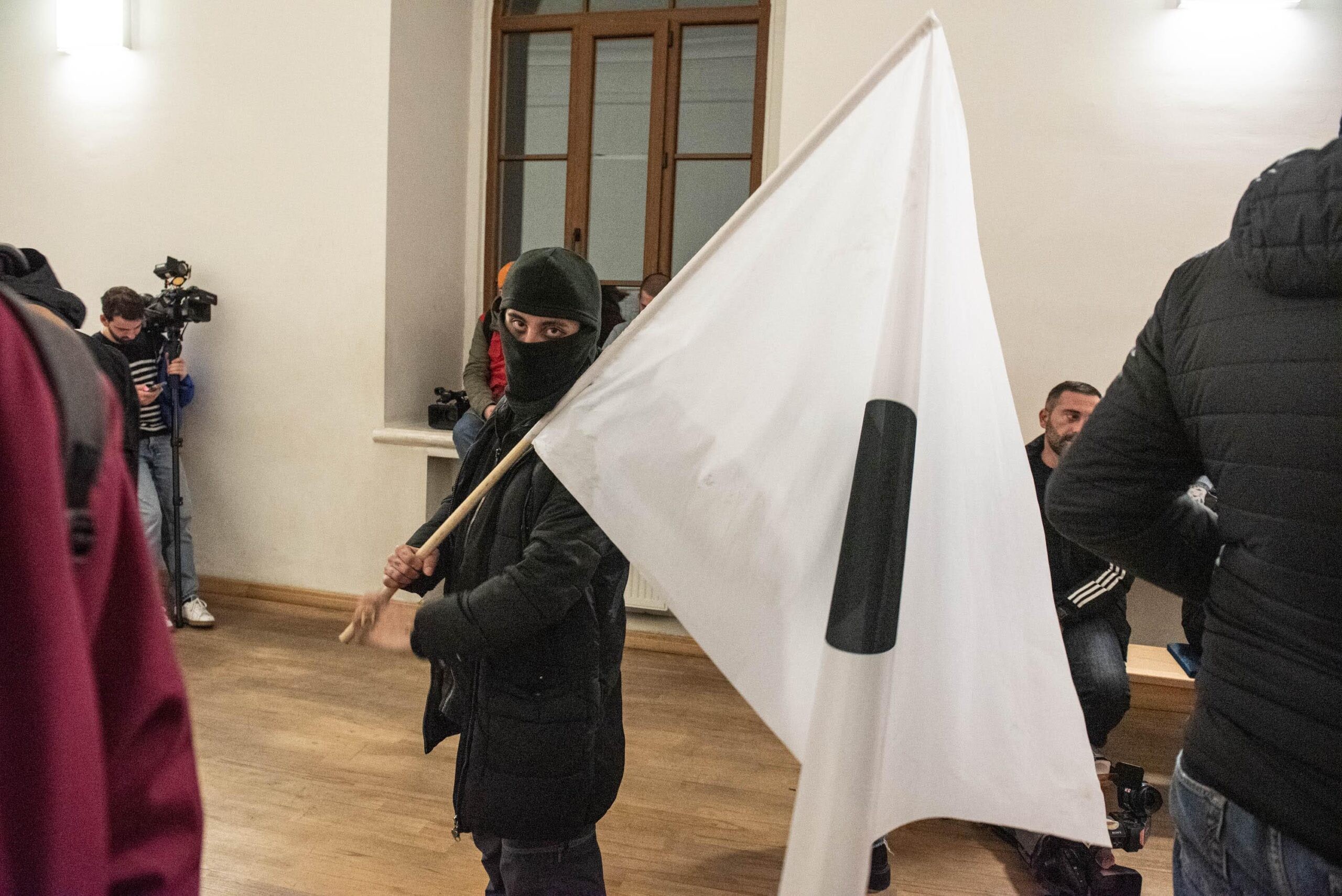 A protester against the Georgian election results inside Tbilisi State University. Mariam Nikuradze/OC Media.