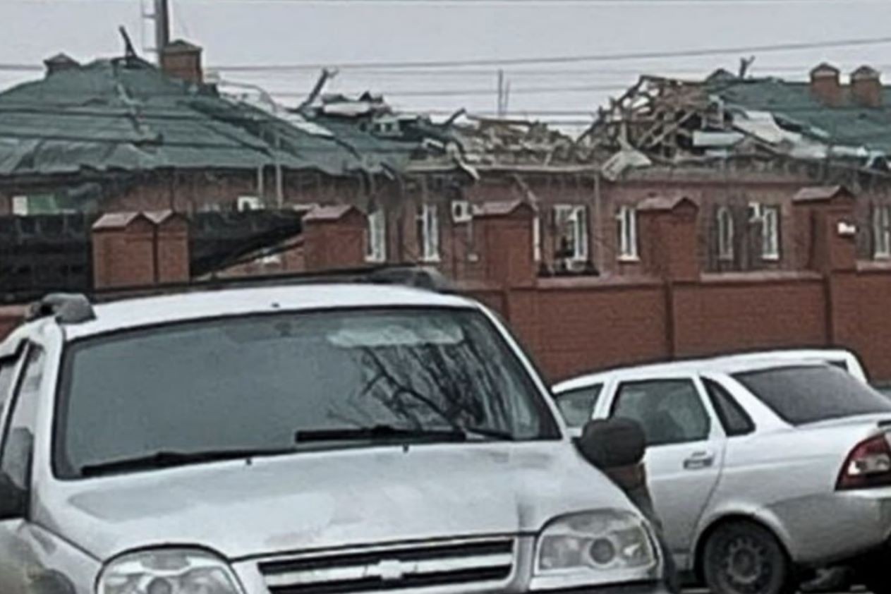 The aftermath of an alleged drone strike in Chechnya on 4 December. Image via NIYSO/Telegram