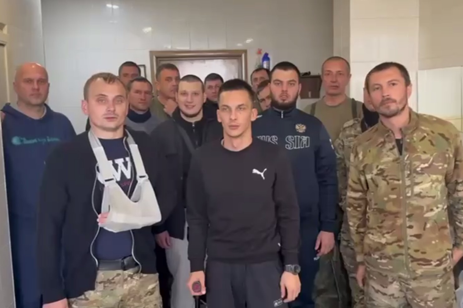 Wounded soldiers from the 7th Russian Military Base in Abkhazia. Still from video.