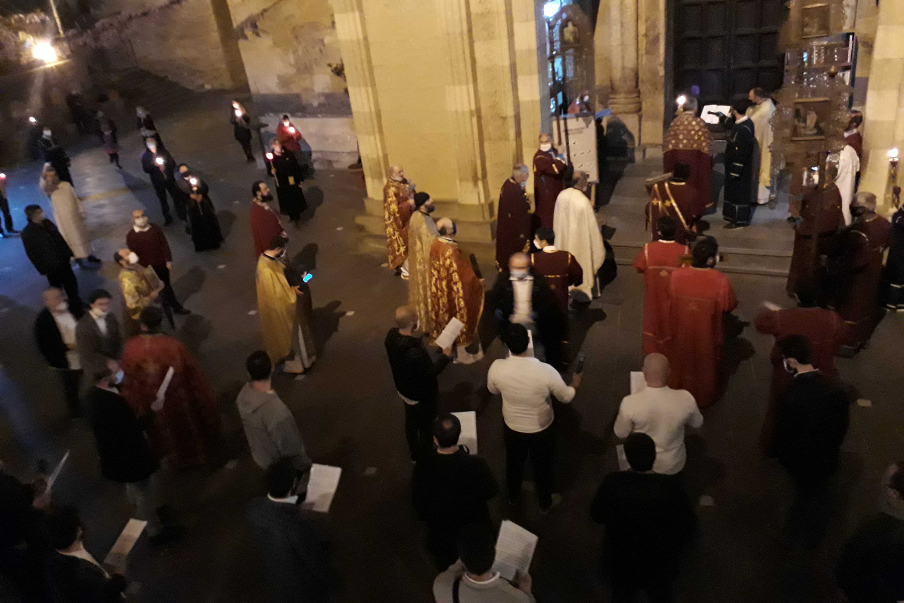 Worshippers at the Sioni Cathedral in Tbilisi. Photo: Tamuna Chkareuli/OC Media.