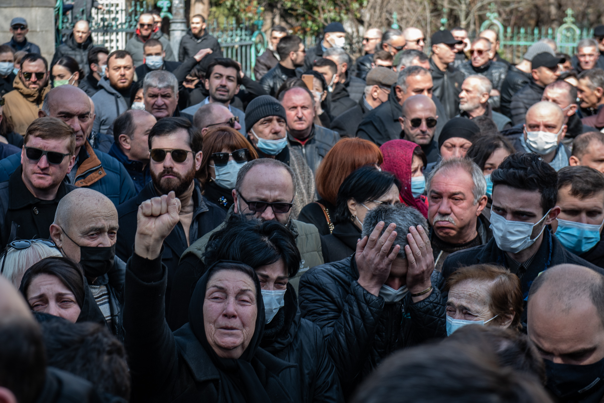 Davit Ratiani’s mother Asmat Pakeliani attending her son’s funeral at the Kashueti Church. Photo: Mariam Nikuradze/OC Media. 