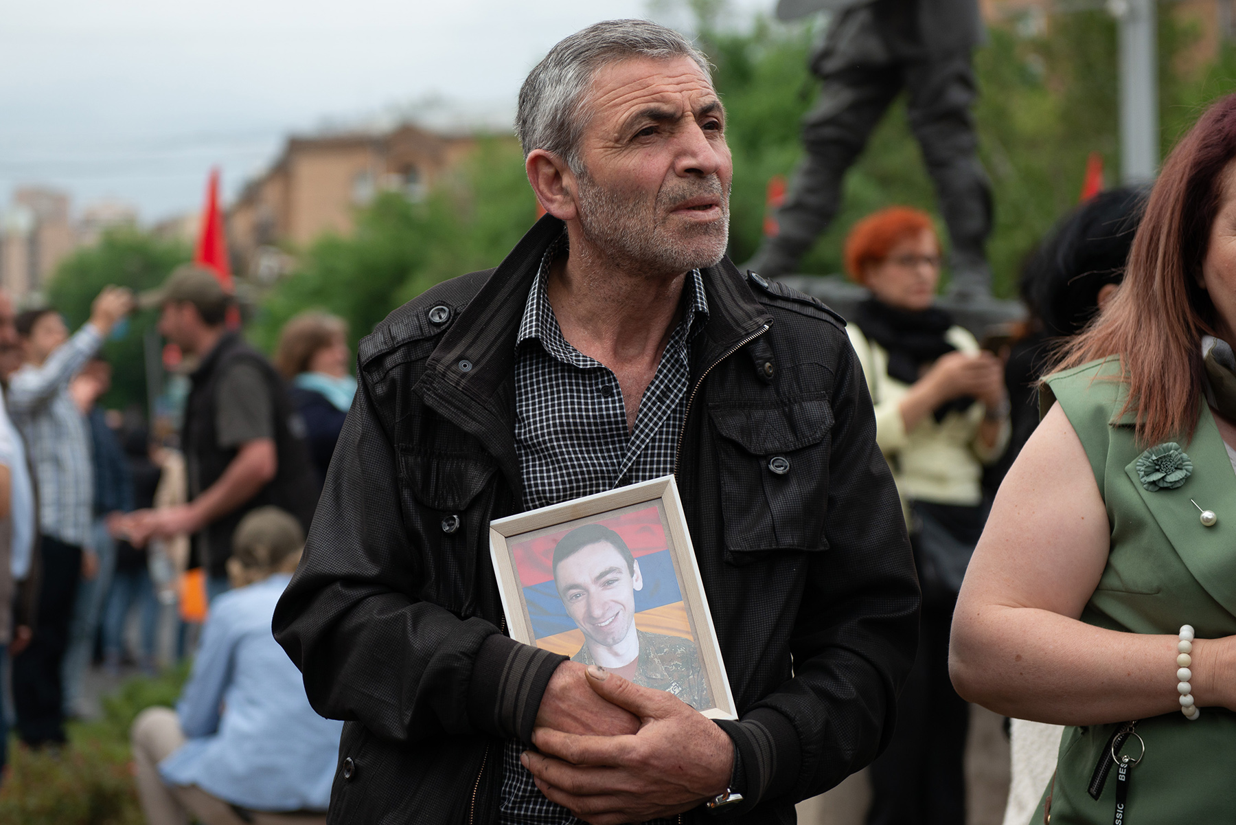 Some protesters are driven by grief and anger at what they see as the needless loss of their sons, grandsons, brothers, and fathers in the Second Nagorno-Karabakh War. Photo: Tamuna Chkareuli.